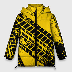 Куртка зимняя женская Следы покрышек, цвет: 3D-черный