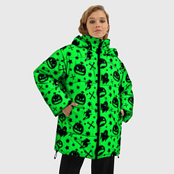 Куртка зимняя женская Хэллоуин кислота, цвет: 3D-черный — фото 2