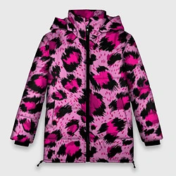 Куртка зимняя женская Розовый леопард, цвет: 3D-черный