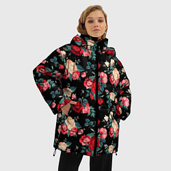 Куртка зимняя женская Кустовые розы, цвет: 3D-черный — фото 2