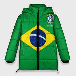 Куртка зимняя женская Сборная Бразилии: зеленая, цвет: 3D-красный