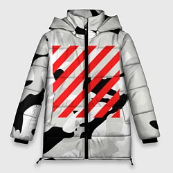 Куртка зимняя женская Off-White: Grey Red Lines, цвет: 3D-черный