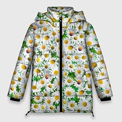 Куртка зимняя женская Полевые ромашки, цвет: 3D-черный