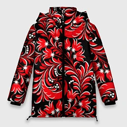 Куртка зимняя женская Хохлома красная, цвет: 3D-черный