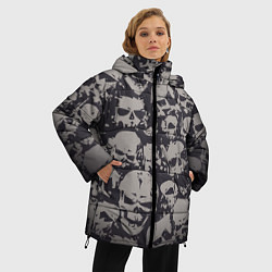 Куртка зимняя женская Демонические черепа, цвет: 3D-черный — фото 2