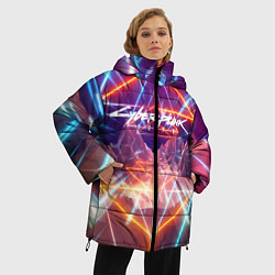 Куртка зимняя женская Cyberpunk 2077: Neon Lines, цвет: 3D-черный — фото 2