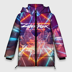 Куртка зимняя женская Cyberpunk 2077: Neon Lines, цвет: 3D-красный