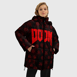 Куртка зимняя женская DOOM: Hellish signs, цвет: 3D-красный — фото 2