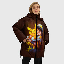 Куртка зимняя женская Эш и пикачу, цвет: 3D-черный — фото 2