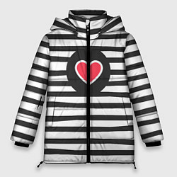 Куртка зимняя женская Сердце в полоску, цвет: 3D-светло-серый