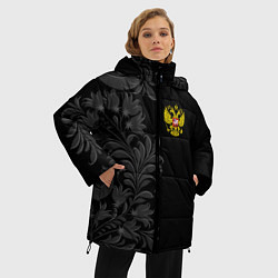 Куртка зимняя женская Герб России и орнамент, цвет: 3D-светло-серый — фото 2