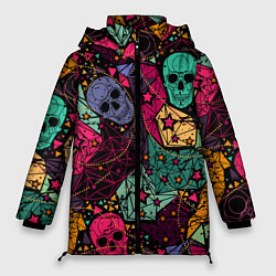 Куртка зимняя женская Маскарад черепов, цвет: 3D-черный