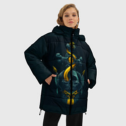 Куртка зимняя женская Череп и золотой якорь, цвет: 3D-черный — фото 2