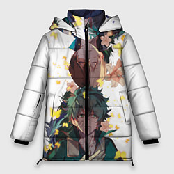 Куртка зимняя женская My Hero Academia парни с цветами, цвет: 3D-светло-серый