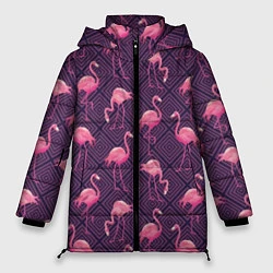 Женская зимняя куртка Фиолетовые фламинго