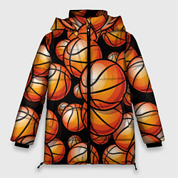 Куртка зимняя женская Баскетбольные яркие мячи, цвет: 3D-черный