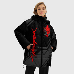 Куртка зимняя женская Cyberpunk 2077: Grey Samurai, цвет: 3D-черный — фото 2