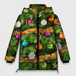 Куртка зимняя женская Живая новогодняя ёлка, цвет: 3D-черный