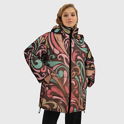 Куртка зимняя женская Узор хохломы, цвет: 3D-черный — фото 2