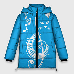 Куртка зимняя женская Котик Меломан голубой, цвет: 3D-черный