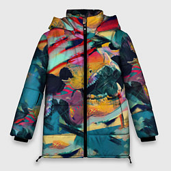 Куртка зимняя женская Абстрактный рисунок, цвет: 3D-черный