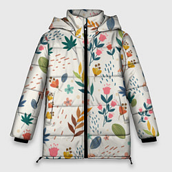 Куртка зимняя женская Цветочный орнамент, цвет: 3D-черный