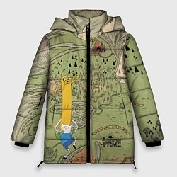Куртка зимняя женская Adventure time Map, цвет: 3D-красный