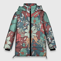Куртка зимняя женская Цветочный арт, цвет: 3D-светло-серый