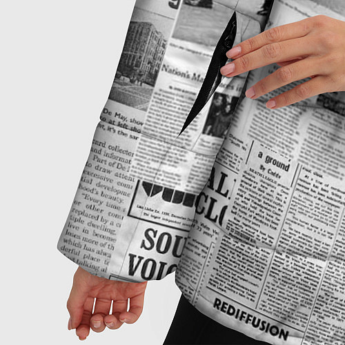 Женская зимняя куртка Газета Newspaper / 3D-Светло-серый – фото 5