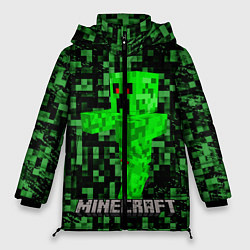 Куртка зимняя женская MINECRAFT CREEPER, цвет: 3D-черный