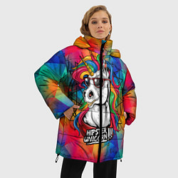 Куртка зимняя женская Единорог хипстер, цвет: 3D-черный — фото 2