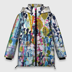 Куртка зимняя женская Watercolor Flowers, цвет: 3D-черный