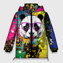 Куртка зимняя женская Панда хипстер в брызгах краски, цвет: 3D-светло-серый
