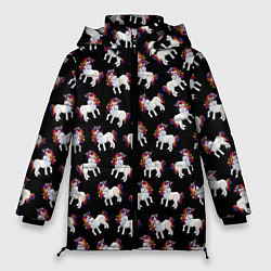 Куртка зимняя женская Единороги, цвет: 3D-черный