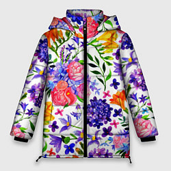 Куртка зимняя женская Весенняя пора Акварель, цвет: 3D-черный