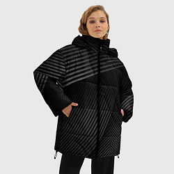 Куртка зимняя женская МЕТАЛЛИЧЕСКИЕ ПОЛОСЫ, цвет: 3D-черный — фото 2