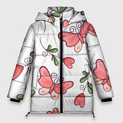 Куртка зимняя женская Бабочки, цвет: 3D-черный
