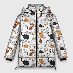 Куртка зимняя женская Кошачьи валяния, цвет: 3D-черный
