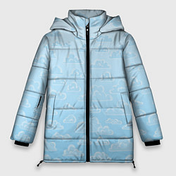 Куртка зимняя женская Очень светлые голубые облака, цвет: 3D-красный