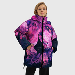 Куртка зимняя женская Розовый разводы жидкость цвета, цвет: 3D-черный — фото 2