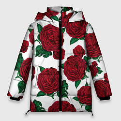 Куртка зимняя женская Винтажные розы, цвет: 3D-красный