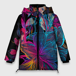 Куртка зимняя женская Flowers Неон, цвет: 3D-черный