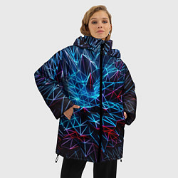 Куртка зимняя женская Синяя абстракция, цвет: 3D-черный — фото 2