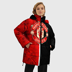 Куртка зимняя женская Манчестер Юнайтед 3D, цвет: 3D-светло-серый — фото 2