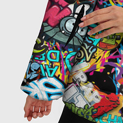 Куртка зимняя женская Граффити Крейзи мьюзик, цвет: 3D-красный — фото 2