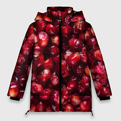 Женская зимняя куртка Много ягод граната ярко сочно