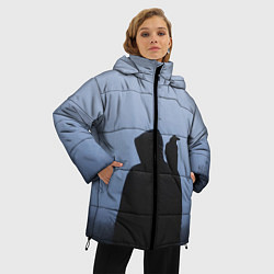 Куртка зимняя женская Силуэт ворон капюшон ночь, цвет: 3D-черный — фото 2