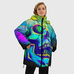 Куртка зимняя женская Neon skull, цвет: 3D-черный — фото 2