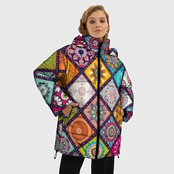 Куртка зимняя женская Узоры мандалы, цвет: 3D-черный — фото 2