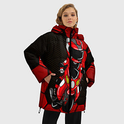 Куртка зимняя женская Байкер Мотоциклист, цвет: 3D-черный — фото 2